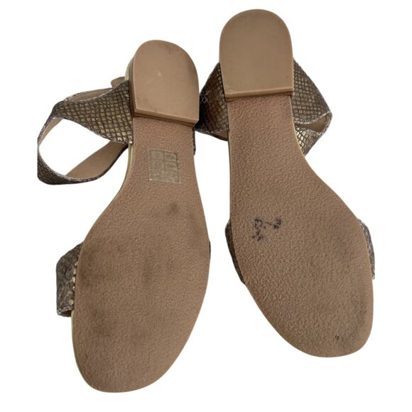 Jack Rogers Womens Size 8 Gold Snakeskin Flat Sandals With Ankle Strap - Picture 6 of 6